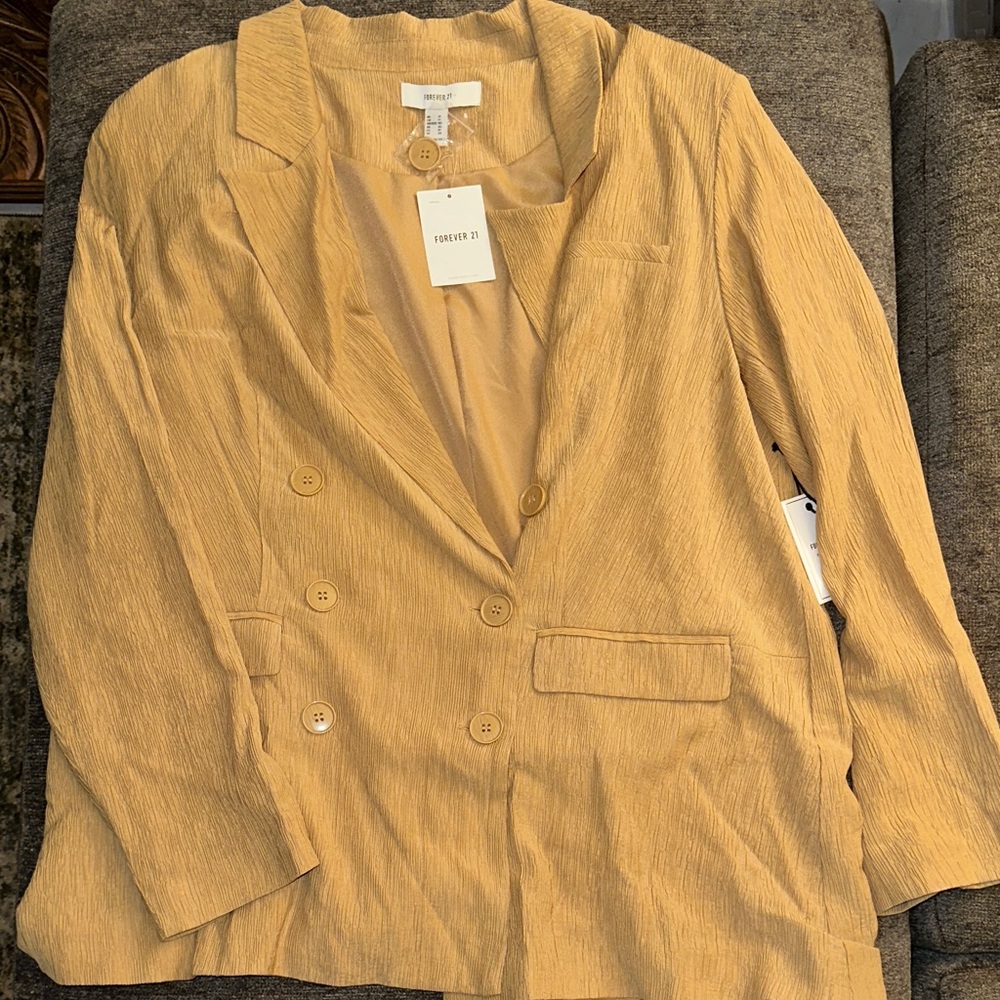 Forever 21 Women's Camel Double-Breasted Blazer